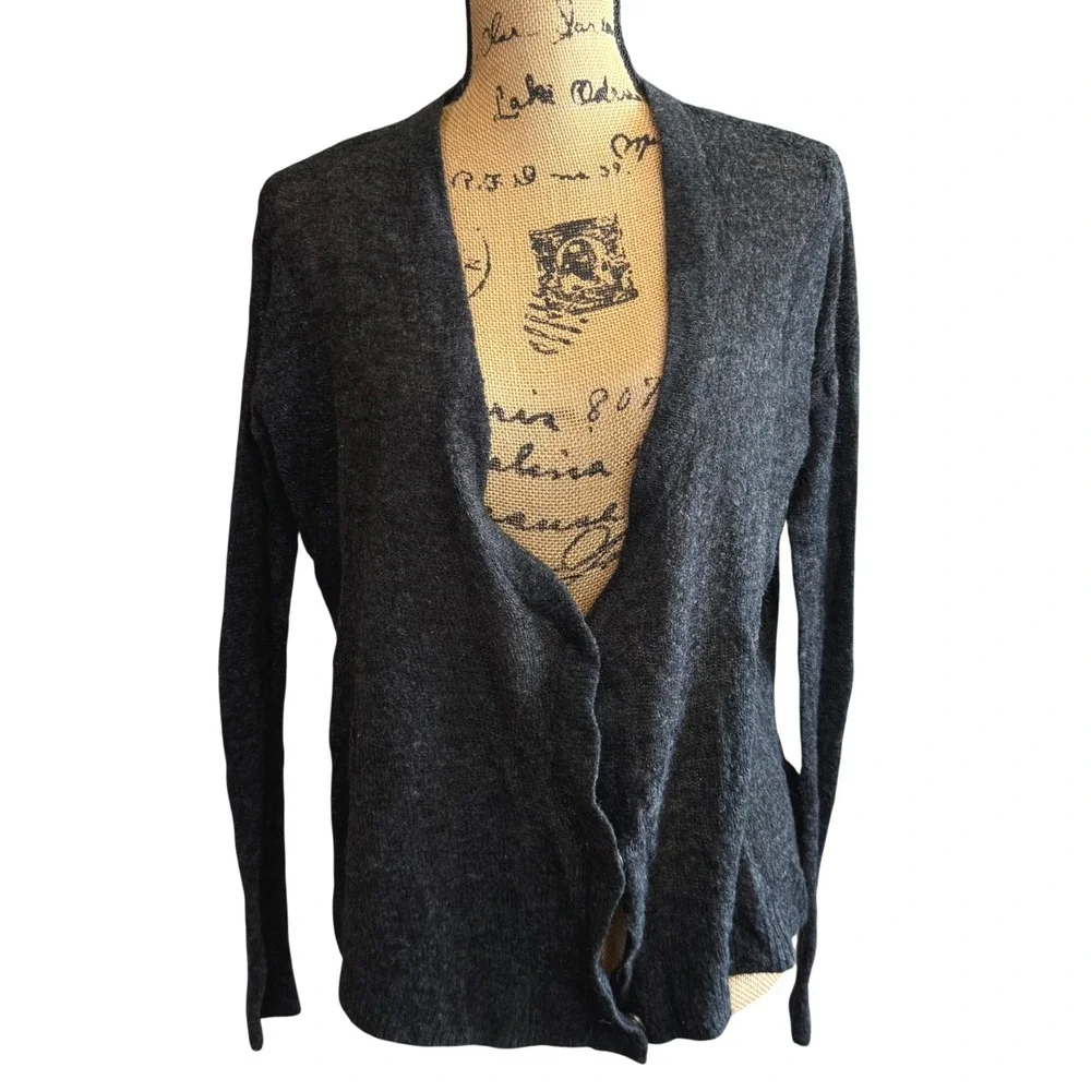 H&M Basic Womens Charcoal Grey Lightweight V-Neck Knit Cardigan‎ Sweater Small